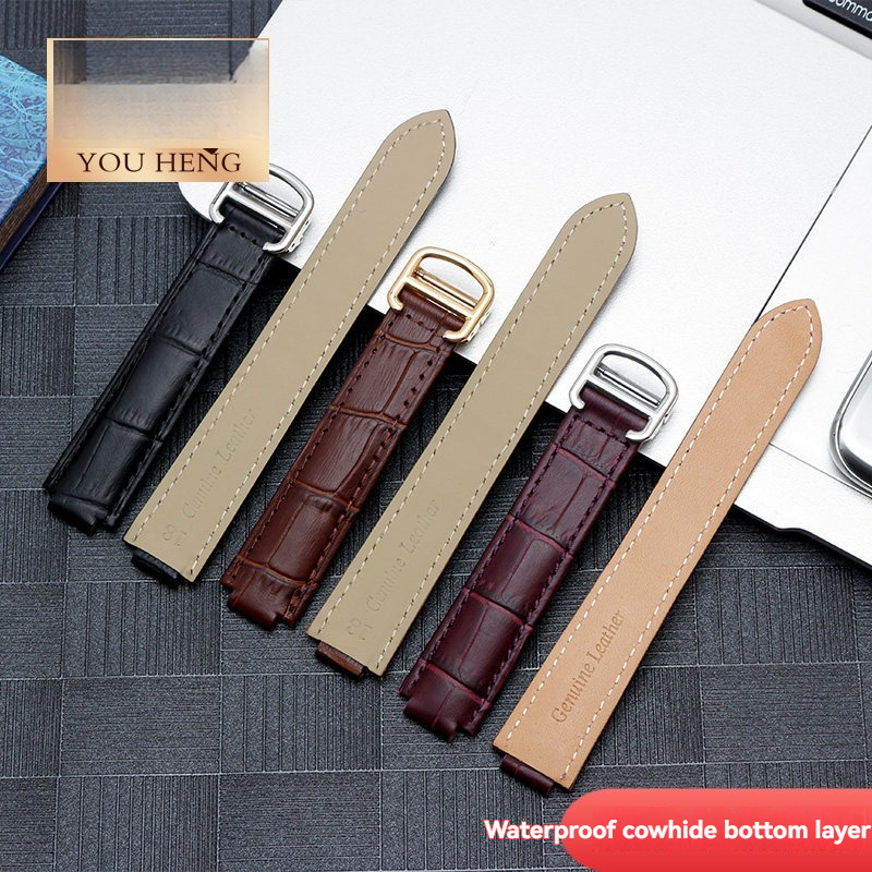 Replacement Blue Leather Strap for Cartier Ballon Bleu – Convex End Calfskin Band