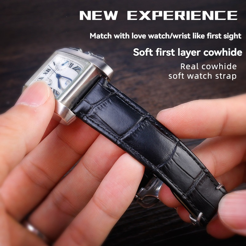 Replacement Genuine Leather Strap for Cartier Tank/Calibre