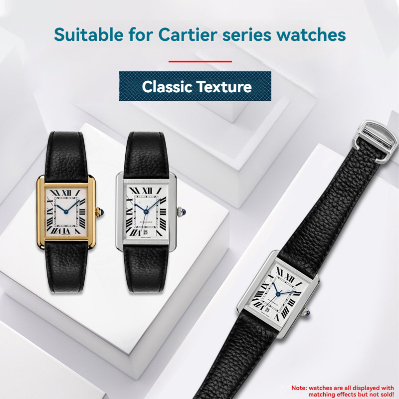 Replacement Genuine Leather Strap for Cartier Tank/Santos/Calibre – Quick Release Calfskin Band