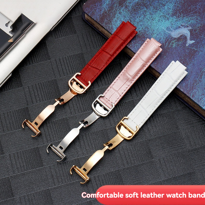 Replacement Blue Leather Strap for Cartier Ballon Bleu – Convex End Calfskin Band