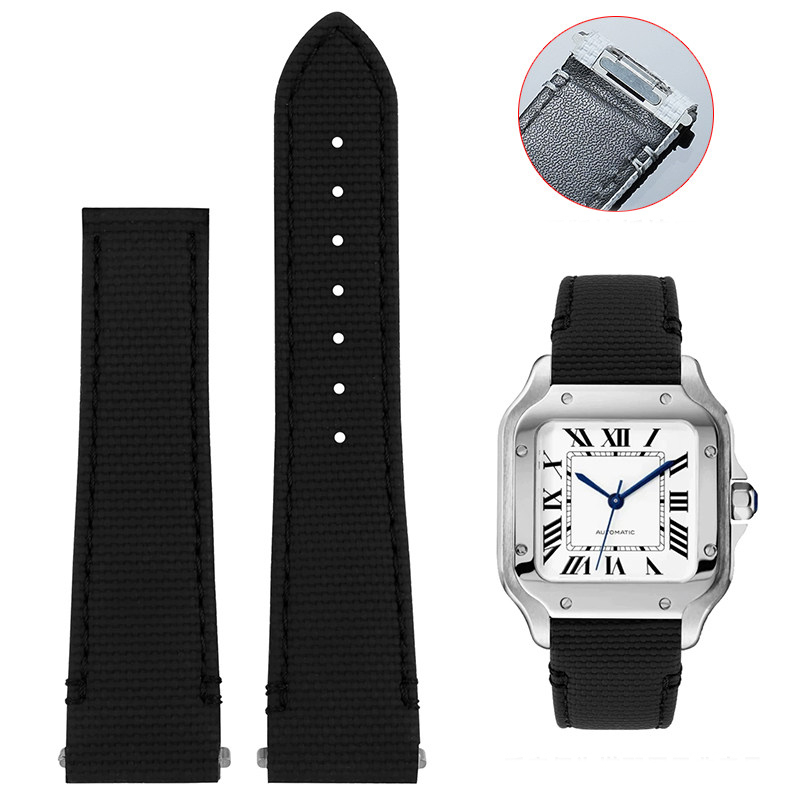 Replacement QuickSwitch Strap for Cartier Santos WSSA0010/WSSA0009 – 21mm FKM Rubber or Nylon Band