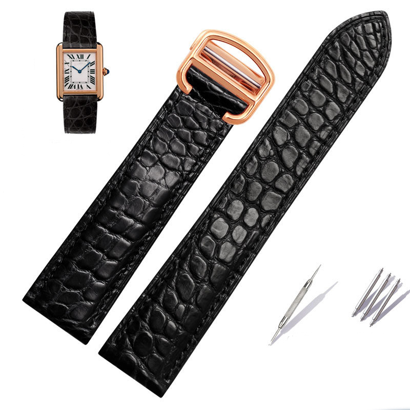 Replacement Genuine Crocodile Leather Strap for Cartier Tank/Santos/Calibre
