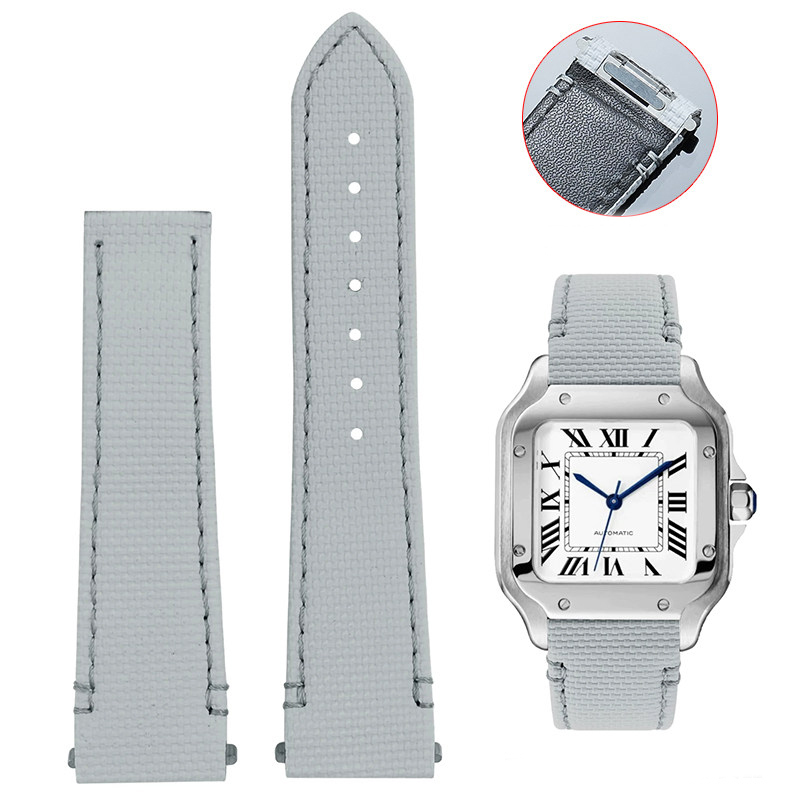 Replacement QuickSwitch Strap for Cartier Santos WSSA0010/WSSA0009 – 21mm FKM Rubber or Nylon Band