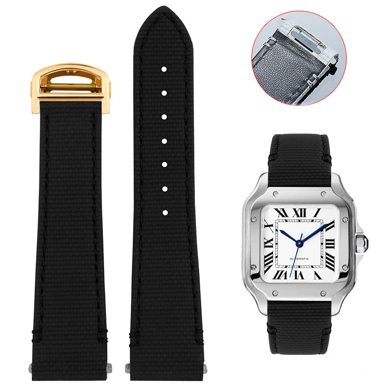 Replacement QuickSwitch Strap for Cartier Santos WSSA0010/WSSA0009 – 21mm FKM Rubber or Nylon Band