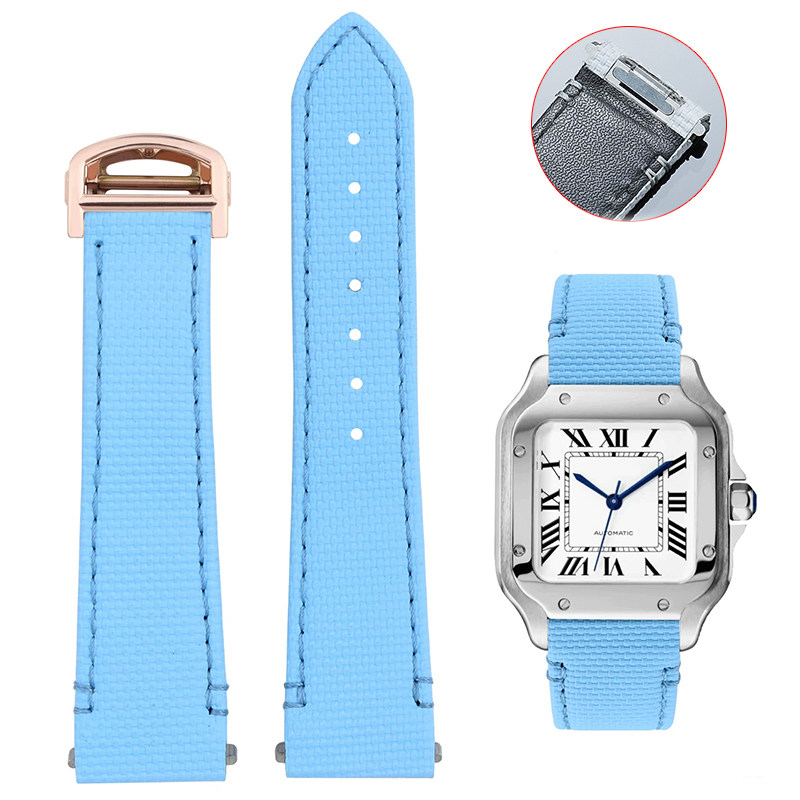 Replacement QuickSwitch Strap for Cartier Santos WSSA0010/WSSA0009 – 21mm FKM Rubber or Nylon Band