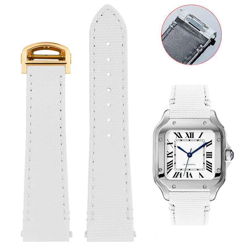 Replacement QuickSwitch Strap for Cartier Santos WSSA0010/WSSA0009 – 21mm FKM Rubber or Nylon Band
