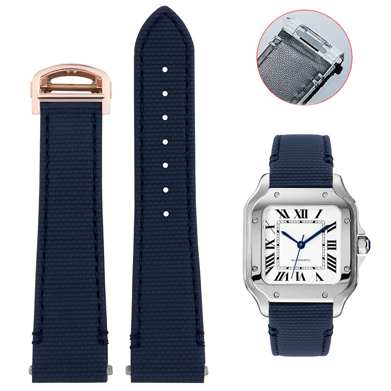 Replacement QuickSwitch Strap for Cartier Santos WSSA0010/WSSA0009 – 21mm FKM Rubber or Nylon Band