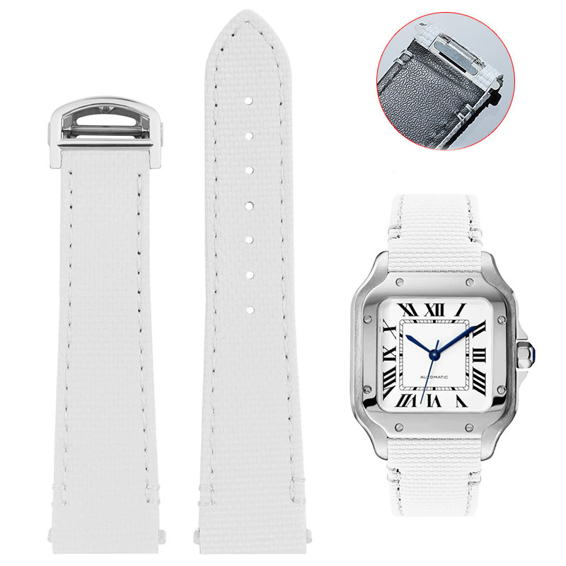 Replacement QuickSwitch Strap for Cartier Santos WSSA0010/WSSA0009 – 21mm FKM Rubber or Nylon Band