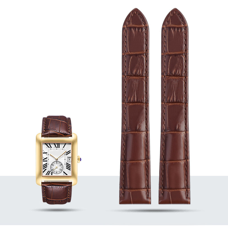 Replacement Genuine Leather Strap for Cartier Tank/Calibre