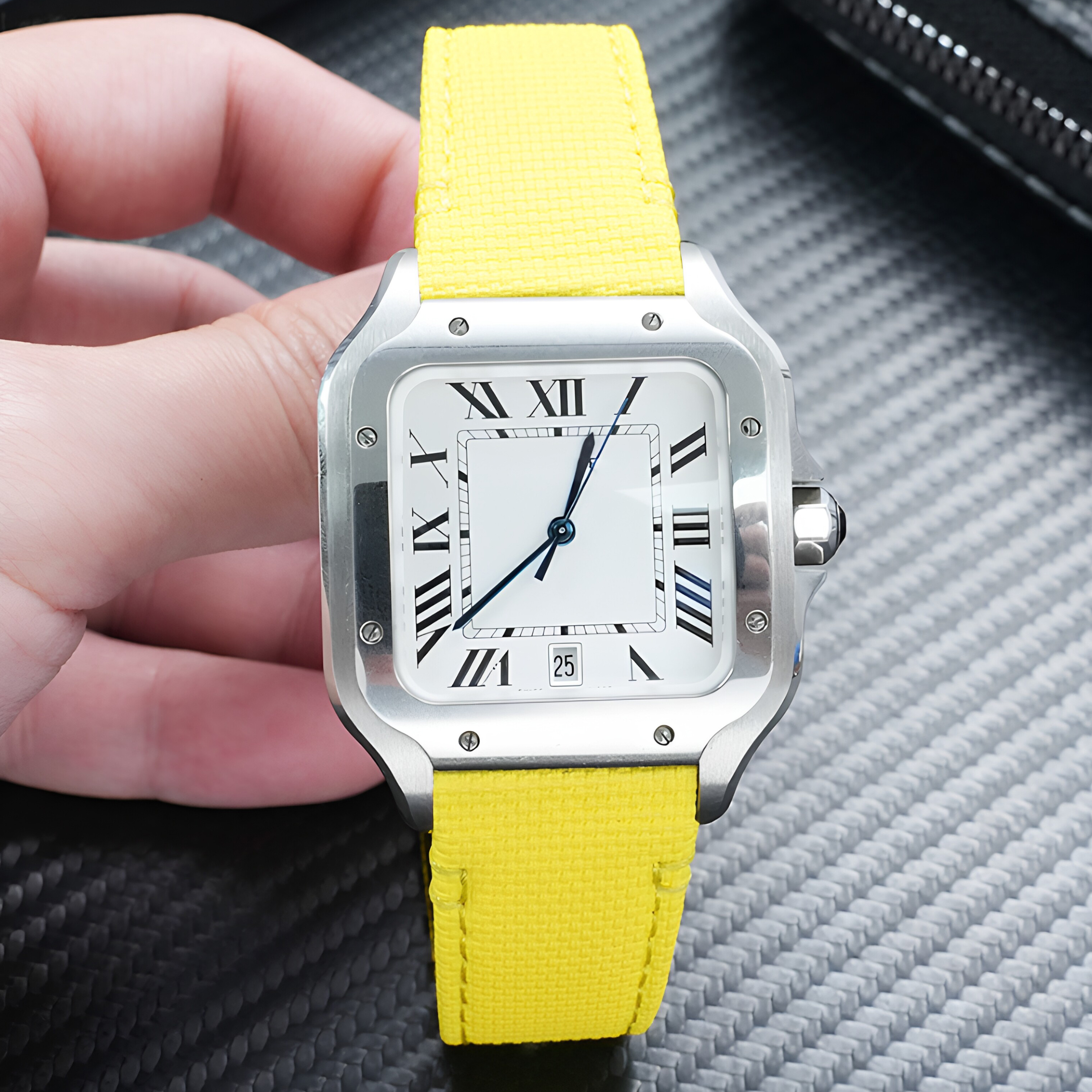 Replacement QuickSwitch Strap for Cartier Santos WSSA0010/WSSA0009 – 21mm FKM Rubber or Nylon Band