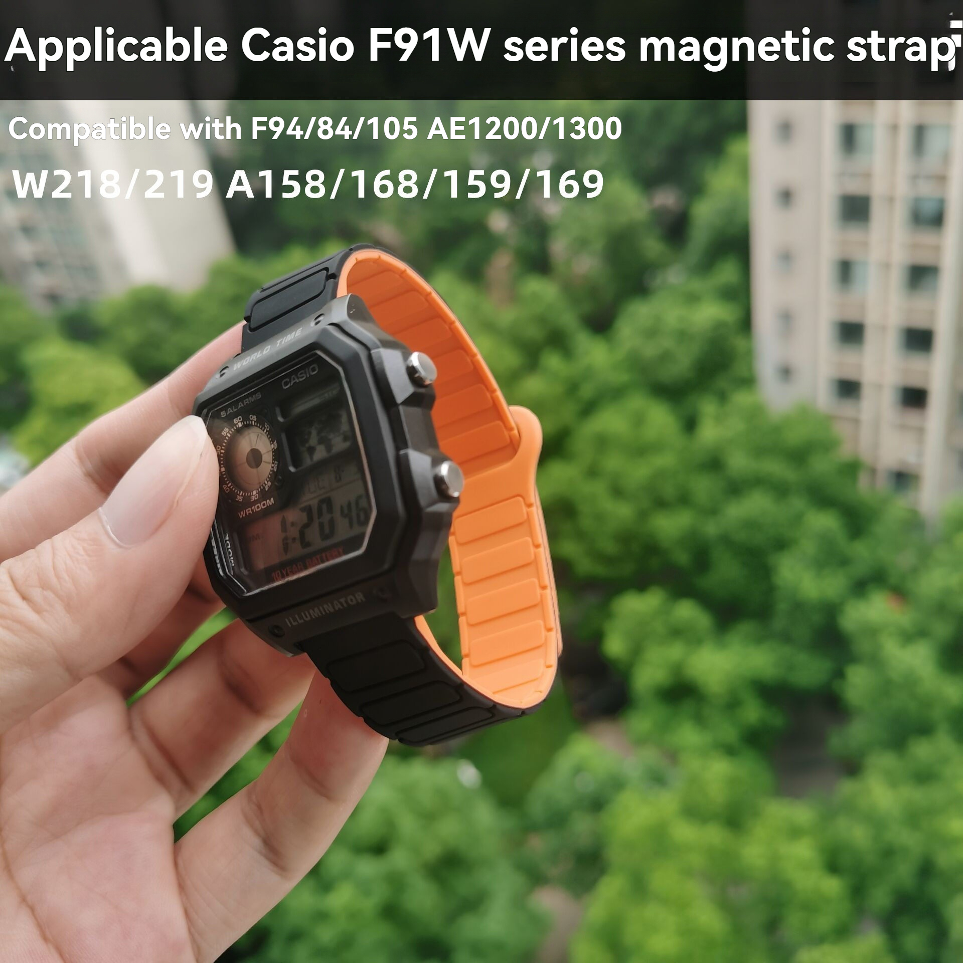 Replacement 18mm Silicone Magnetic Strap for Casio F91W/F94/AE1200/W218/A158