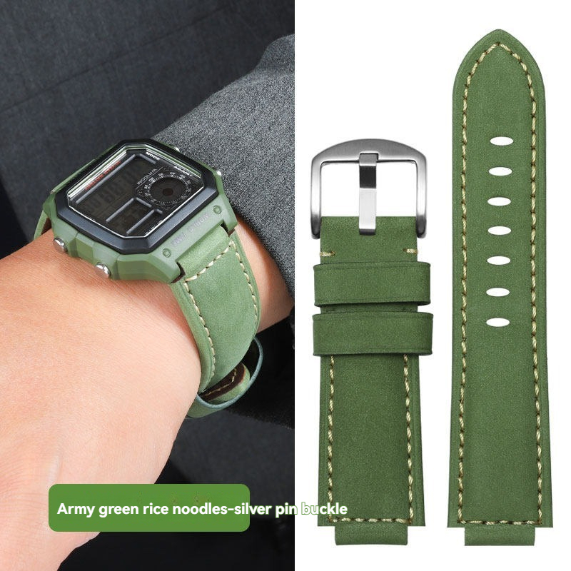 Replacement Vintage Matte Leather Strap for Casio AE1200/A158/F91W
