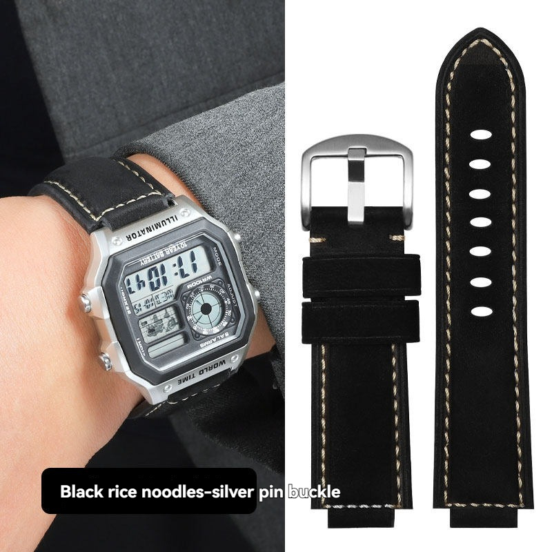 Replacement Vintage Matte Leather Strap for Casio AE1200/A158/F91W
