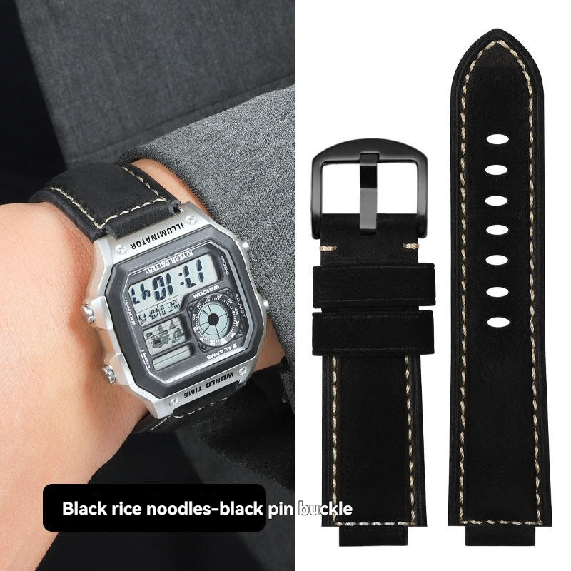 Replacement Vintage Matte Leather Strap for Casio AE1200/A158/F91W