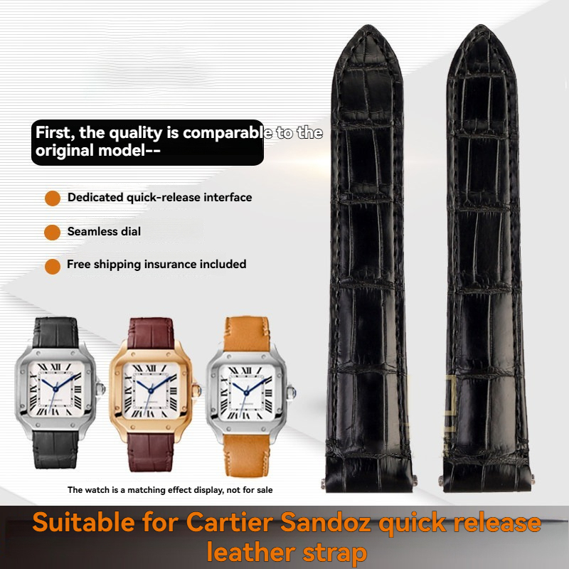 Replacement  Crocodile Leather Strap for Cartier Santos WSSA0009/WSSA0013