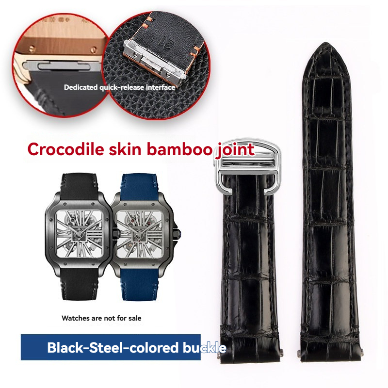 Replacement  Crocodile Leather Strap for Cartier Santos WSSA0009/WSSA0013