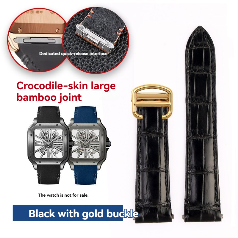 Replacement  Crocodile Leather Strap for Cartier Santos WSSA0009/WSSA0013