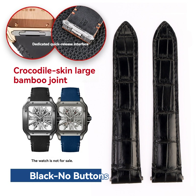 Replacement  Crocodile Leather Strap for Cartier Santos WSSA0009/WSSA0013