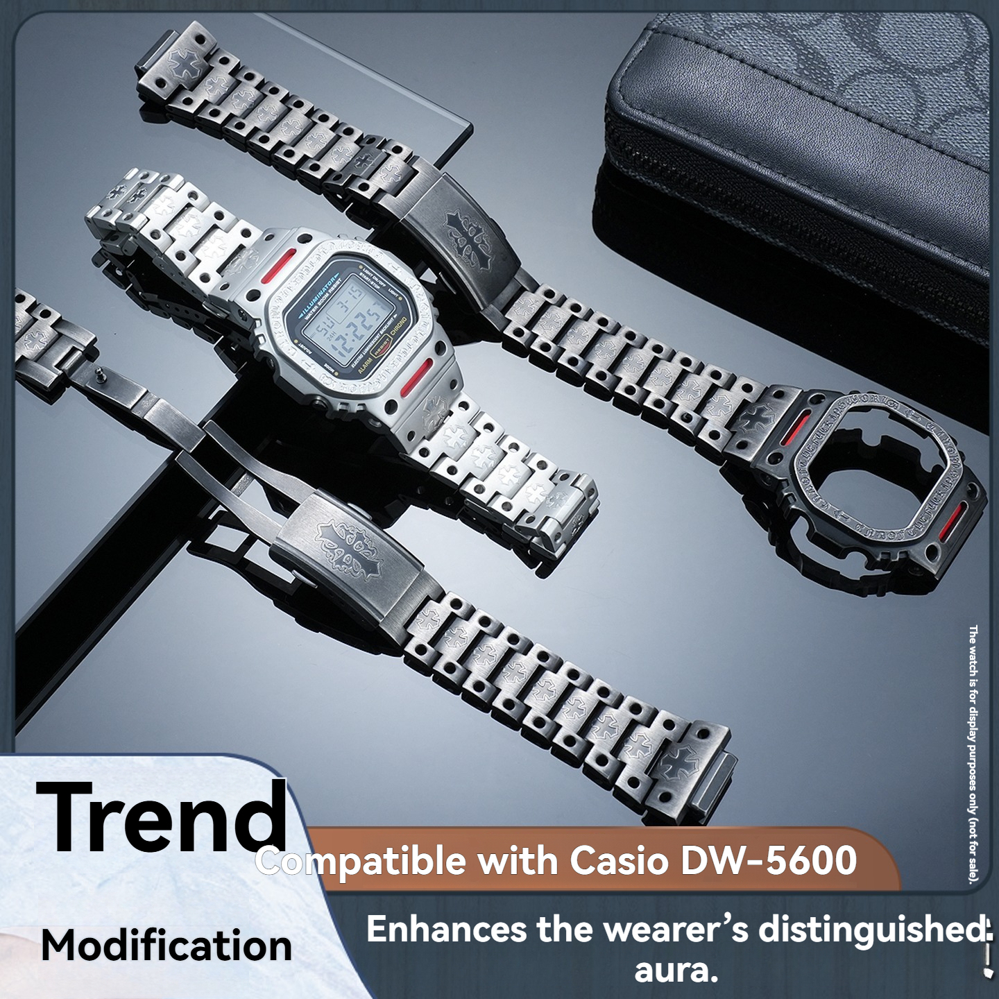 Replacement Stainless Steel Chrome Hearts Style Mod Kit for Casio DW5600/GW5000/GWM5610