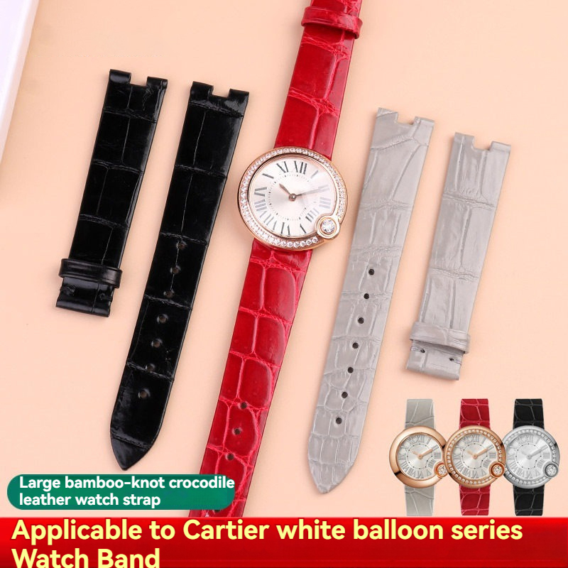 Replacement Notched Crocodile Leather Strap for Cartier Ballon Blanc W4BL0003/WJBL0006/WJBL0005