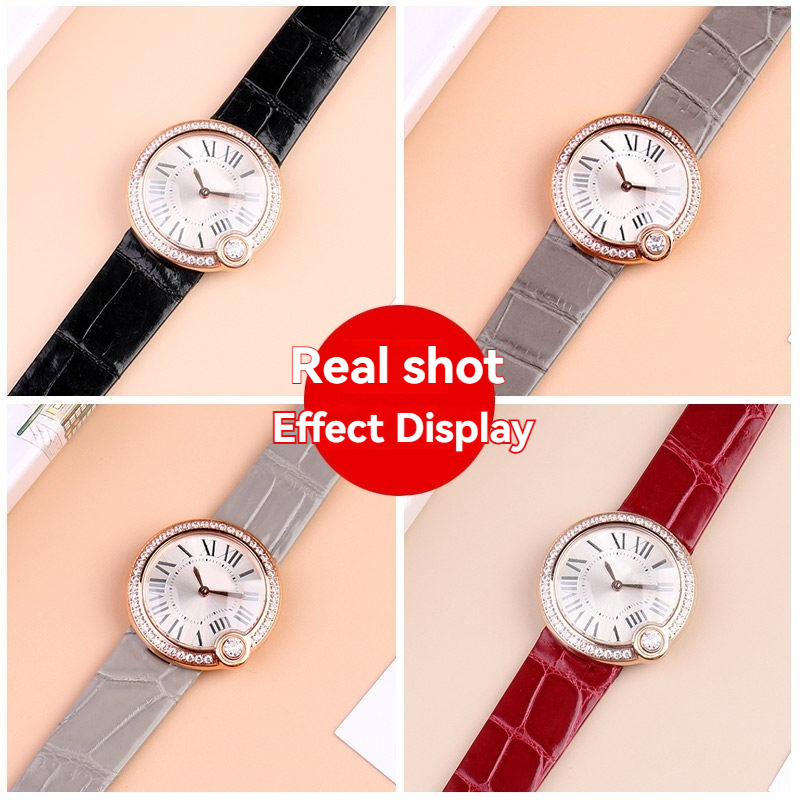 Replacement Notched Crocodile Leather Strap for Cartier Ballon Blanc W4BL0003/WJBL0006/WJBL0005