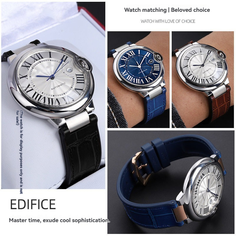 Replacement Rubber or Leather Strap for Cartier Ballon Bleu