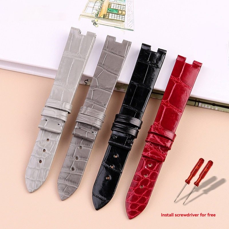 Replacement Notched Crocodile Leather Strap for Cartier Ballon Blanc W4BL0003/WJBL0006/WJBL0005