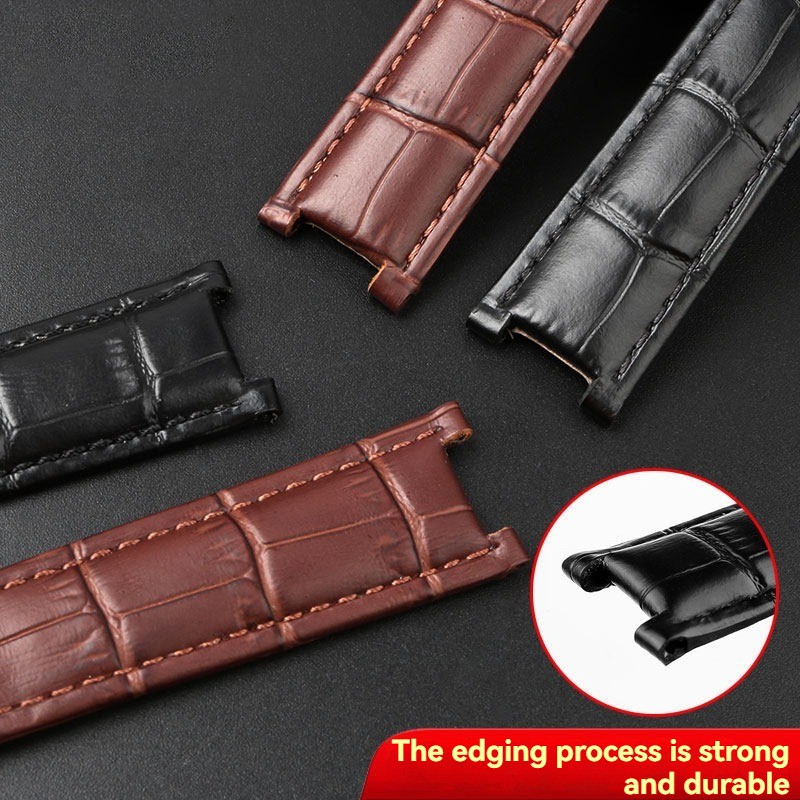 Replacement Blue Notched Leather Strap for Cartier Pasha