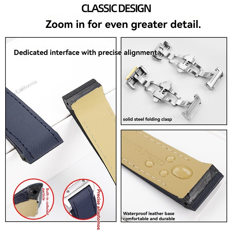 Replacement Nylon Texture Strap for Cartier Santos 100