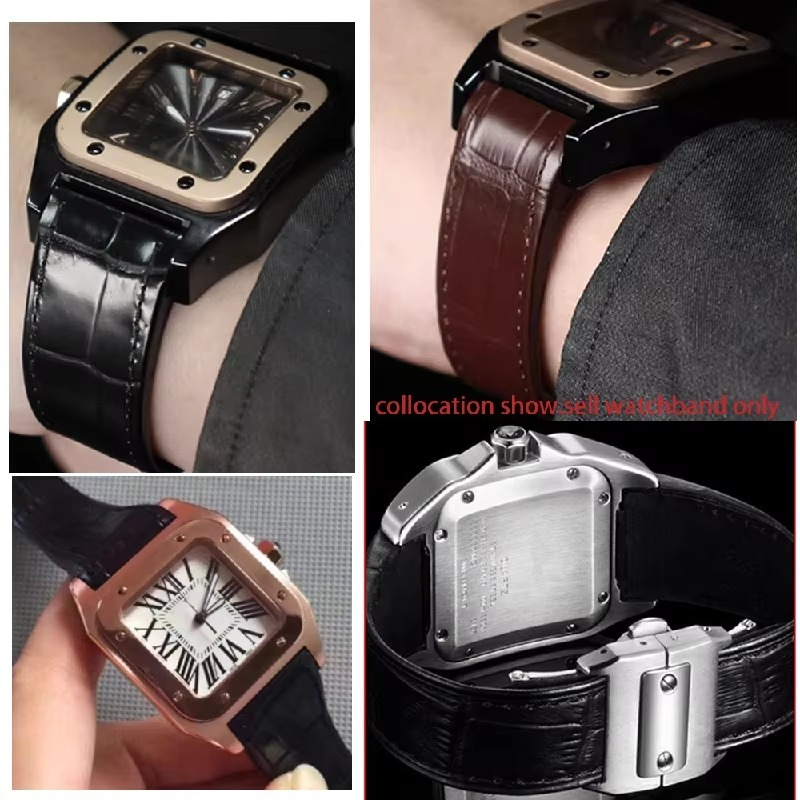 Replacement Genuine Crocodile Leather Strap for Cartier Santos 100 – 20/23mm