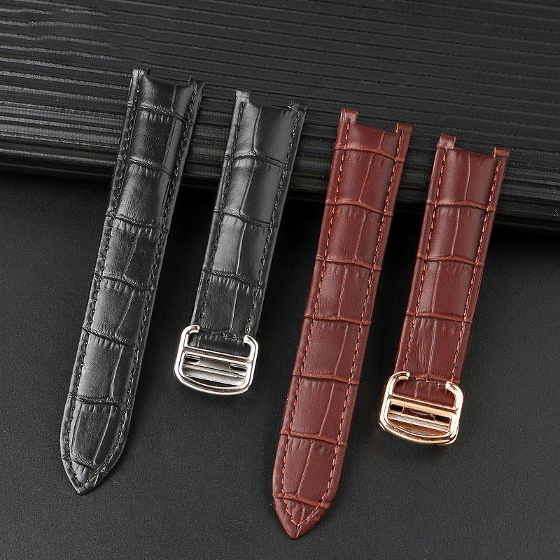 Replacement Blue Notched Leather Strap for Cartier Pasha