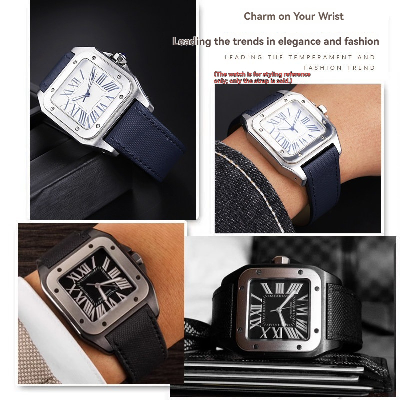Replacement Nylon Texture Strap for Cartier Santos 100