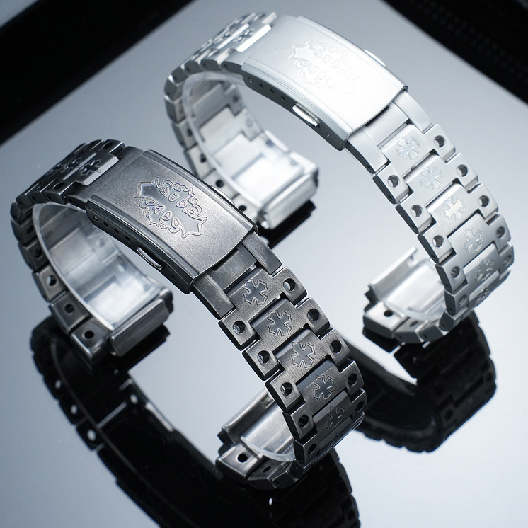 Replacement Stainless Steel Chrome Hearts Style Mod Kit for Casio DW5600/GW5000/GWM5610