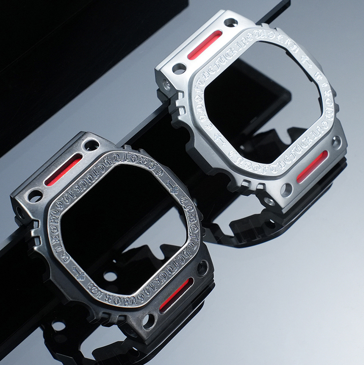 Replacement Stainless Steel Chrome Hearts Style Mod Kit for Casio DW5600/GW5000/GWM5610
