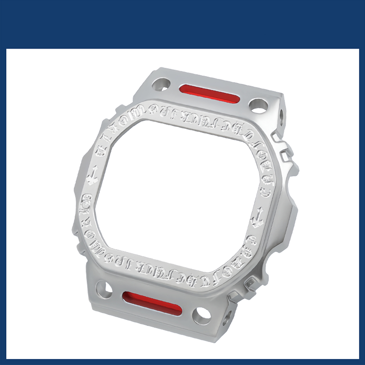Replacement Stainless Steel Chrome Hearts Style Mod Kit for Casio DW5600/GW5000/GWM5610