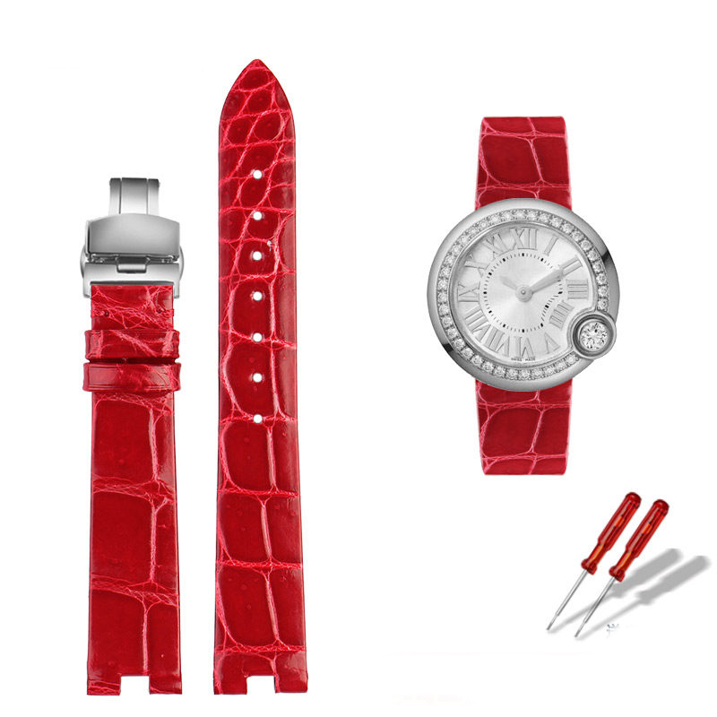 Replacement Notched Crocodile Leather Strap for Cartier Ballon Blanc W4BL0003/WJBL0006/WJBL0005