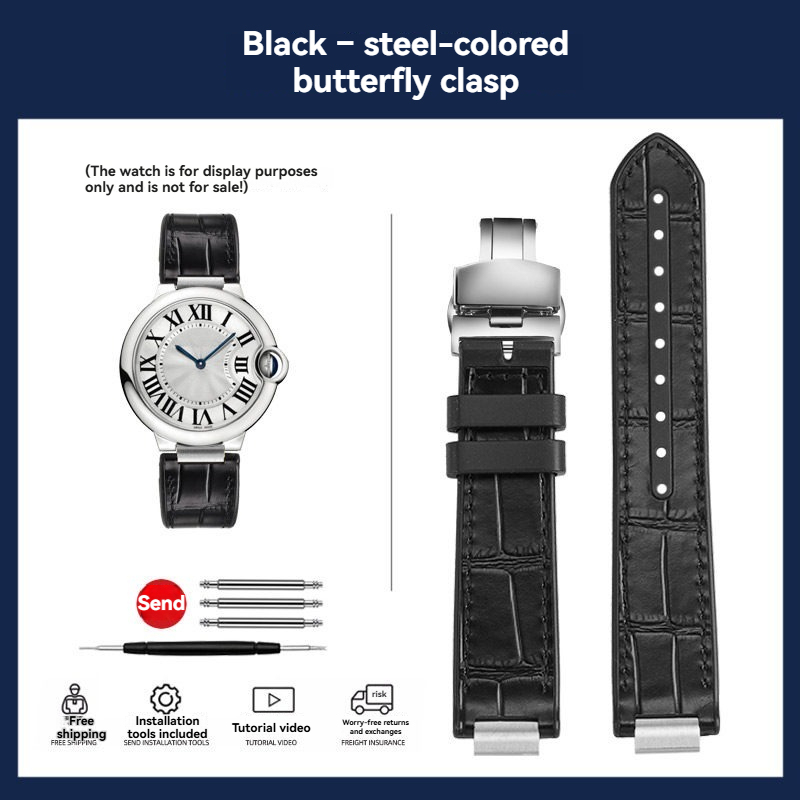 Replacement Rubber or Leather Strap for Cartier Ballon Bleu