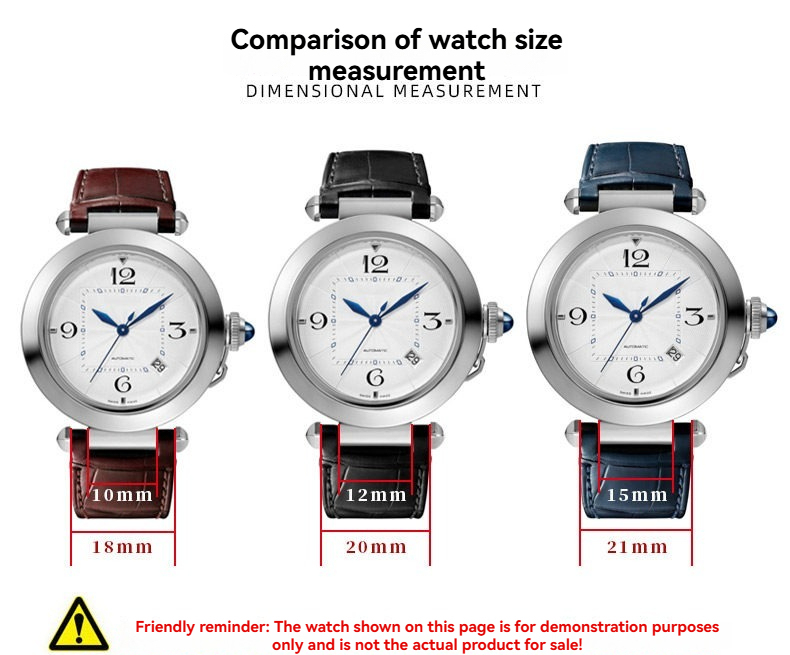Replacement Blue Notched Leather Strap for Cartier Pasha