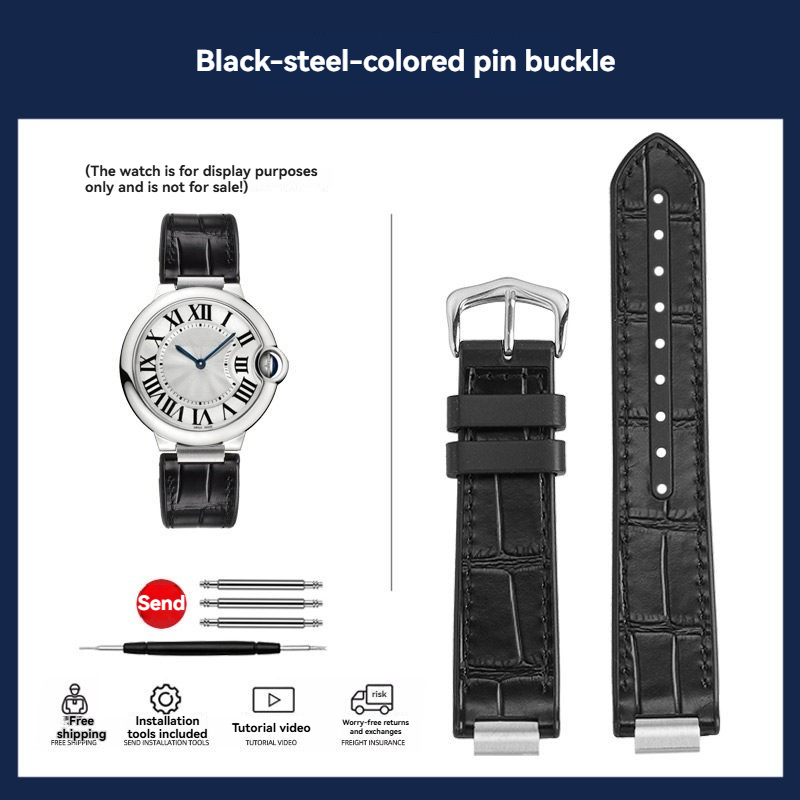 Replacement Rubber or Leather Strap for Cartier Ballon Bleu