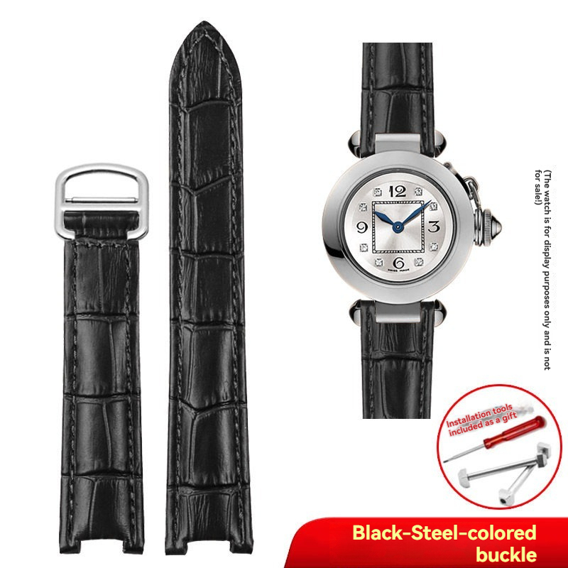 Replacement Blue Notched Leather Strap for Cartier Pasha