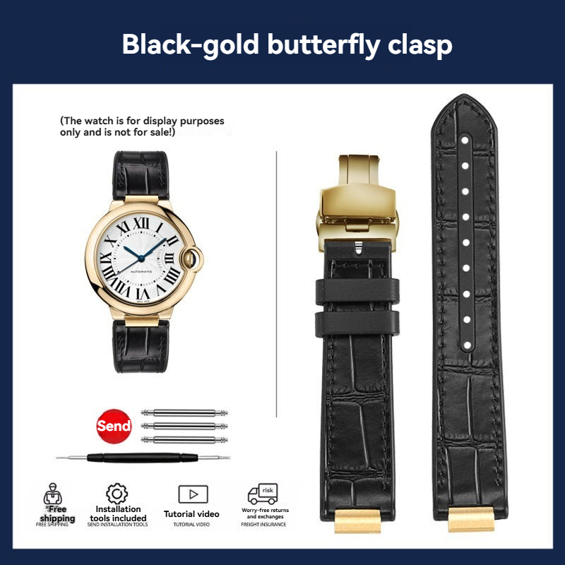 Replacement Rubber or Leather Strap for Cartier Ballon Bleu