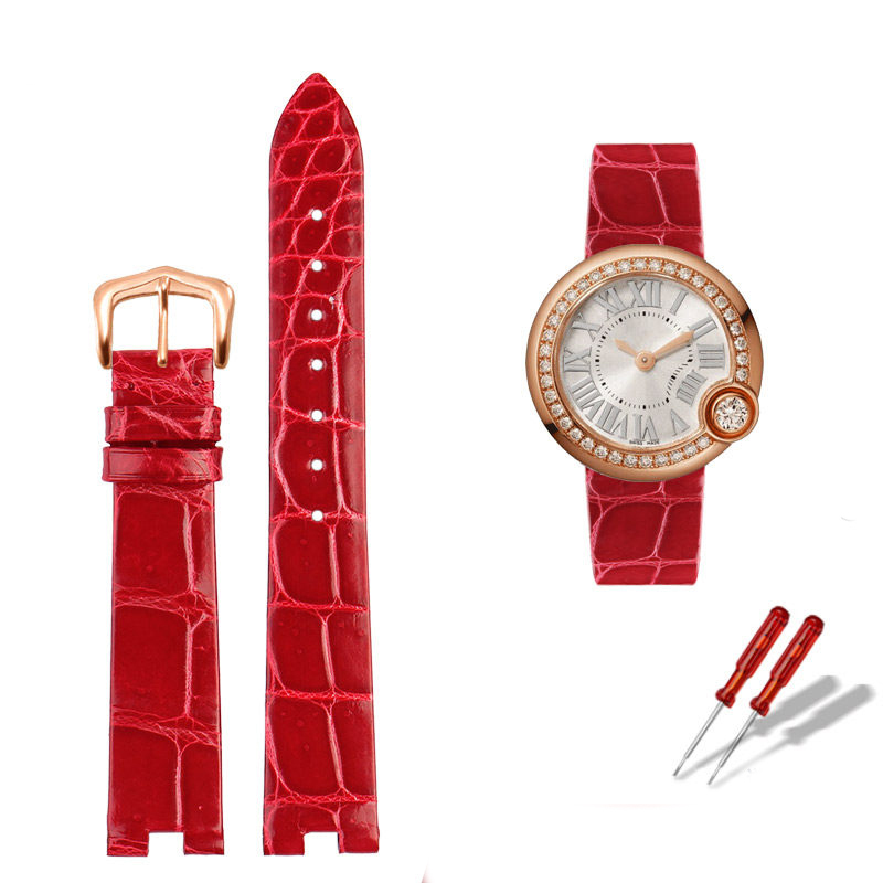 Replacement Notched Crocodile Leather Strap for Cartier Ballon Blanc W4BL0003/WJBL0006/WJBL0005
