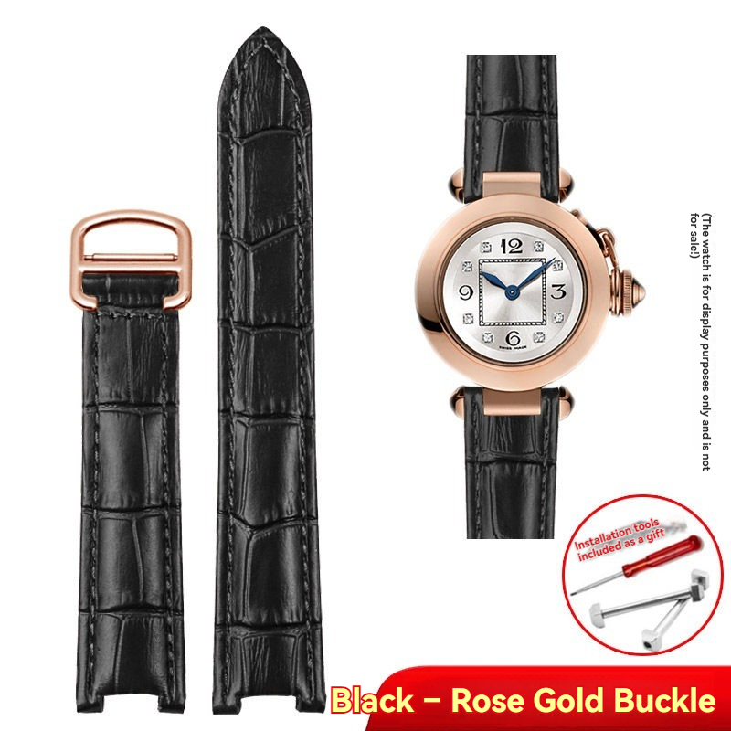 Replacement Blue Notched Leather Strap for Cartier Pasha
