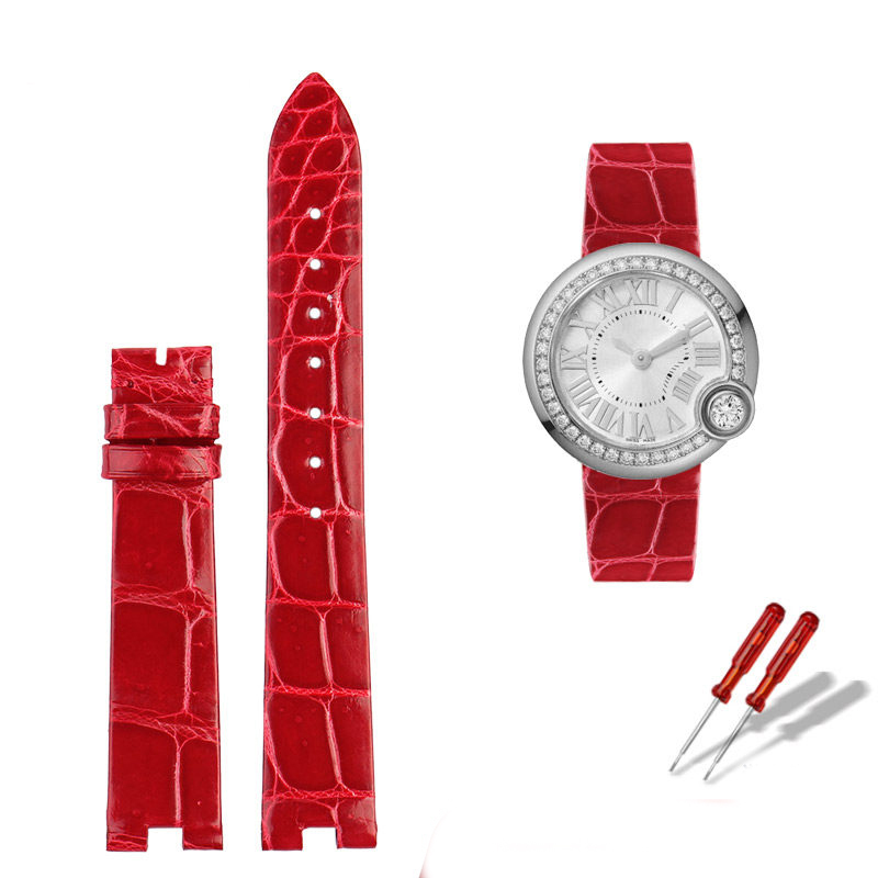 Replacement Notched Crocodile Leather Strap for Cartier Ballon Blanc W4BL0003/WJBL0006/WJBL0005