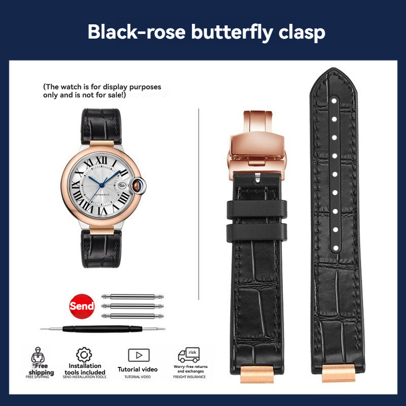 Replacement Rubber or Leather Strap for Cartier Ballon Bleu