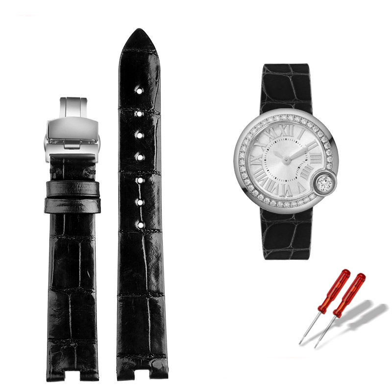 Replacement Notched Crocodile Leather Strap for Cartier Ballon Blanc W4BL0003/WJBL0006/WJBL0005