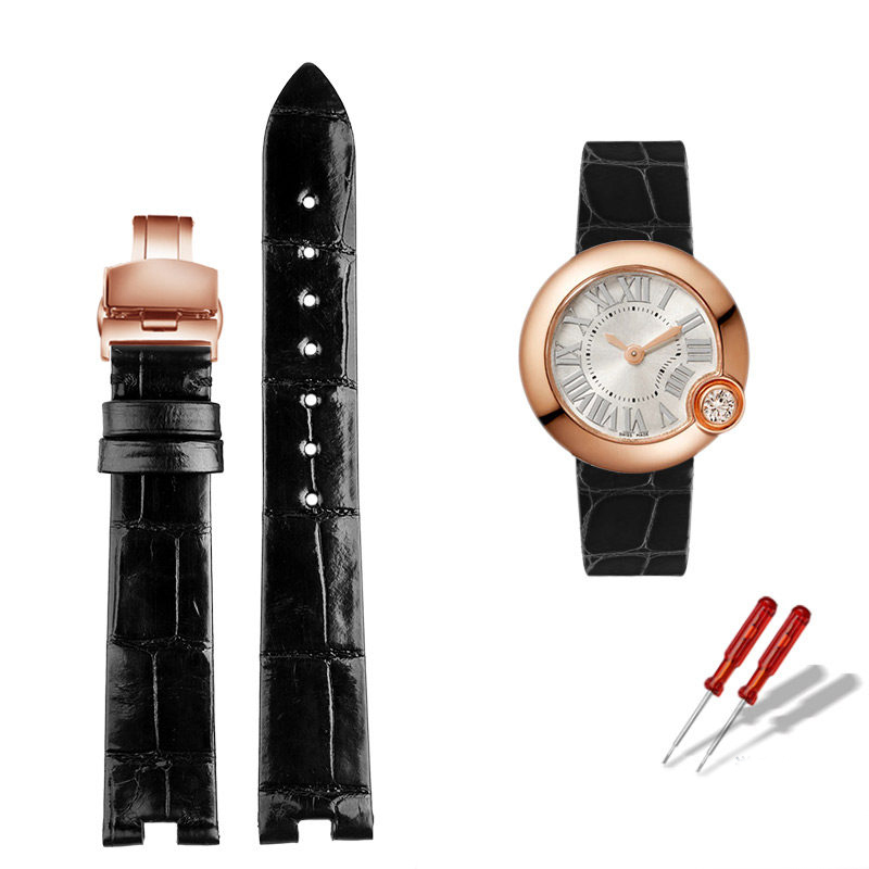 Replacement Notched Crocodile Leather Strap for Cartier Ballon Blanc W4BL0003/WJBL0006/WJBL0005