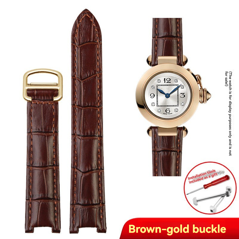 Replacement Blue Notched Leather Strap for Cartier Pasha