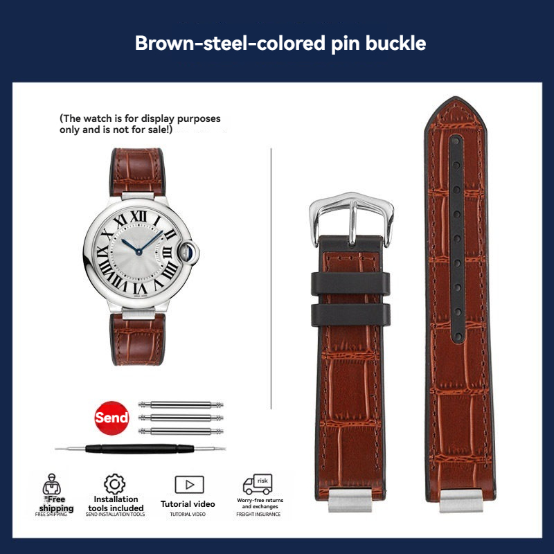 Replacement Rubber or Leather Strap for Cartier Ballon Bleu