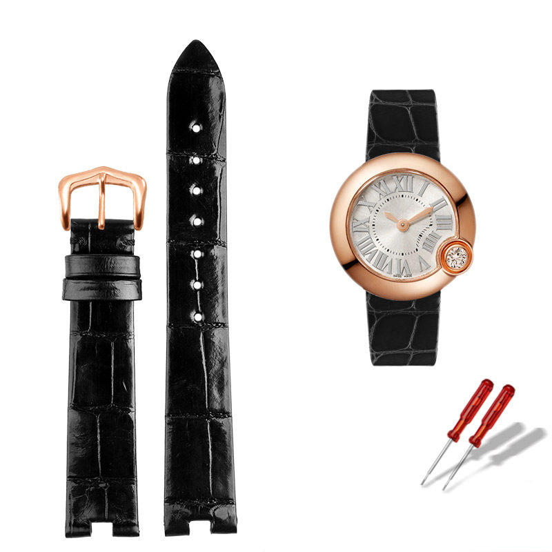 Replacement Notched Crocodile Leather Strap for Cartier Ballon Blanc W4BL0003/WJBL0006/WJBL0005
